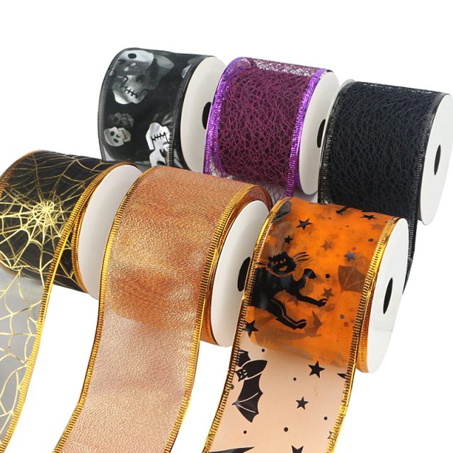 Customized new transparent mesh garland wired ribbon (6)