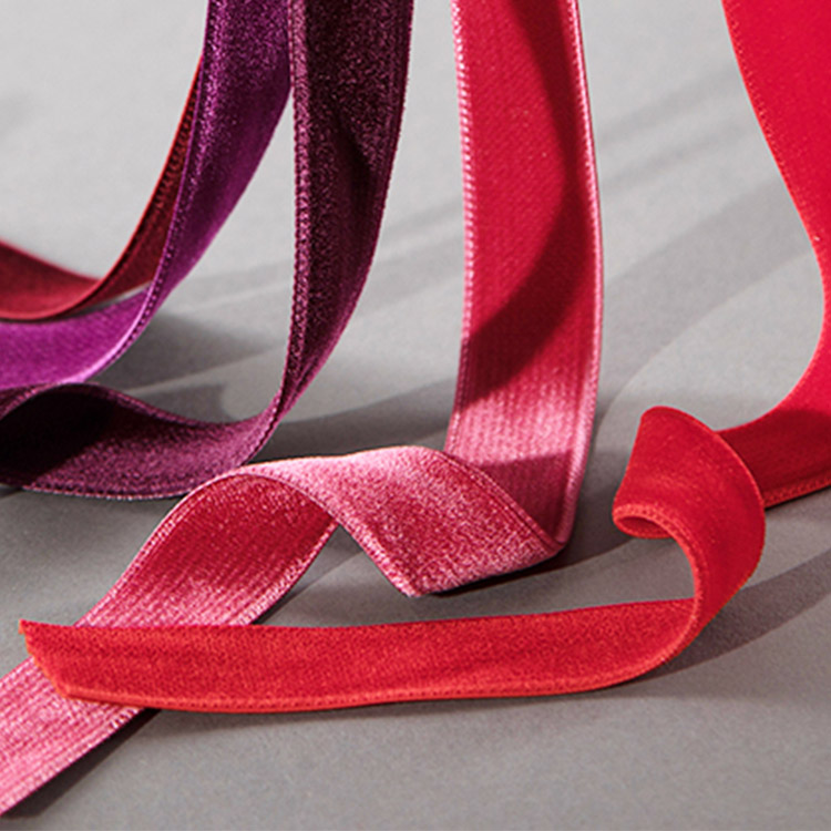 Velvet ribbons in various colors in stock