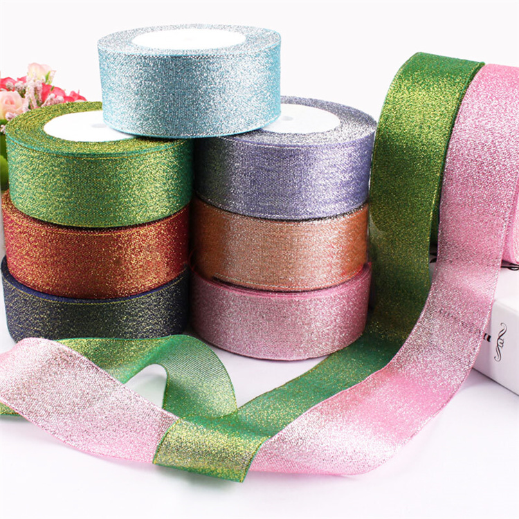 Color glitter ribbon wholesale metal ribbon