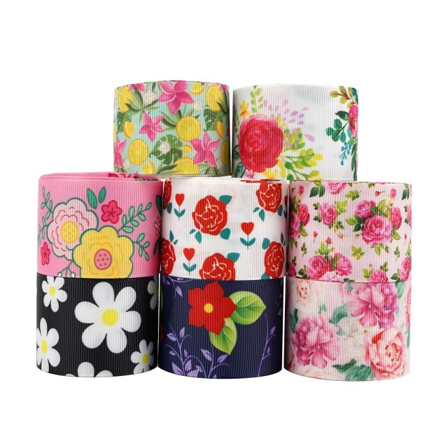 Factory ribbon supplier printed leaf custom grosgrain ribbon (1)