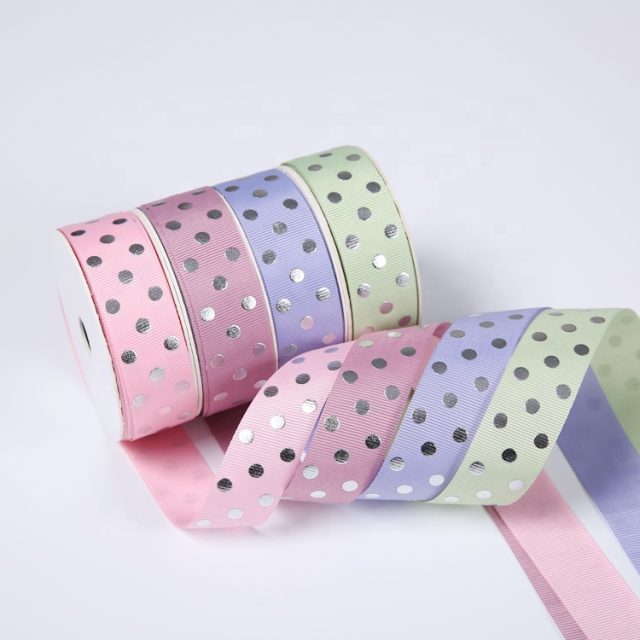 Stock factory fashion printed grosgrain polka dot ribbon (2)