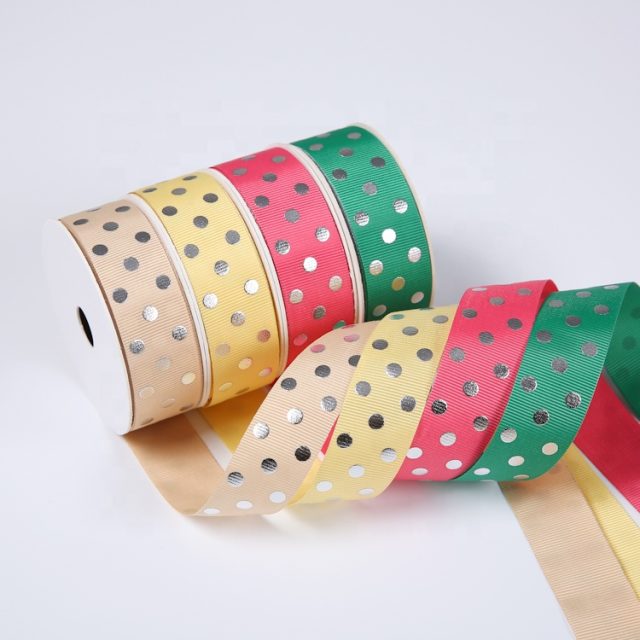 Stock factory fashion printed grosgrain polka dot ribbon (5)