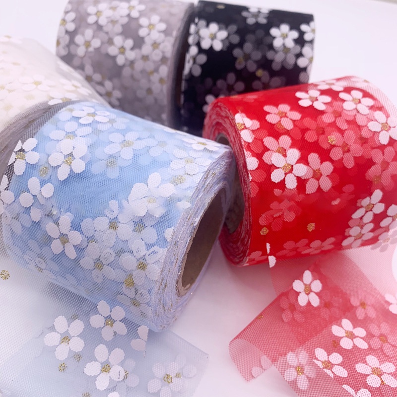 Wholesale printed ribbon floral transparent organza ribbon (2)