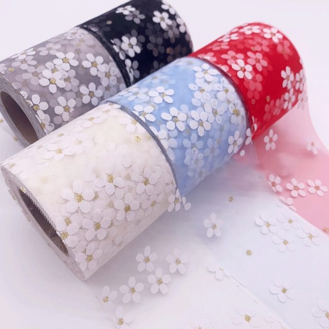 Wholesale printed ribbon floral transparent organza ribbon (3)